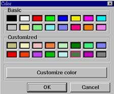 Select pattern colors Select a color from the 256-color selection (See below).