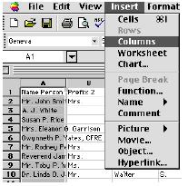 With Column A highlighted, go to the Insert menu and select Columns. Do this for each column you need to insert.