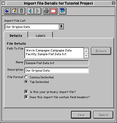 6. You will note that the Campagne Data Facility fills in the complete path to the file, the name of the file and a description of the file that matches the name. 7.