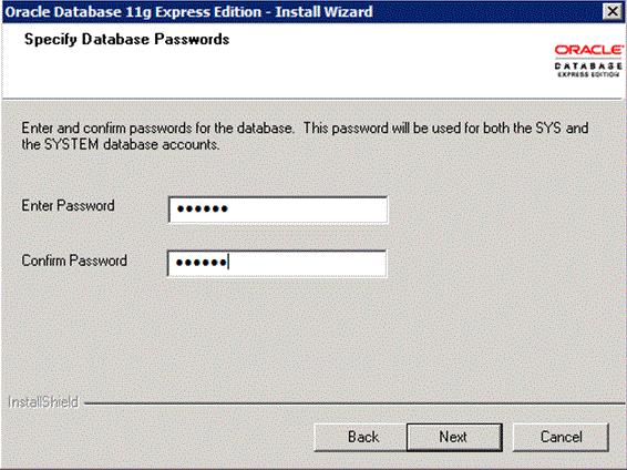 Figure 4 Specify Database Passwords 5.