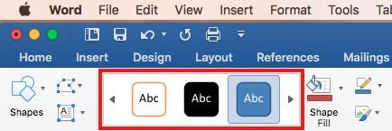 Accessing the Drawing Tools - Format Tab Shapes will have their own set of editing tools accessible by a context sensitive tab on the Ribbon.