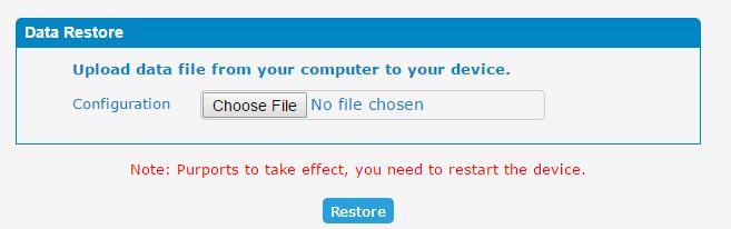 5 Data Restore You can restore this configuration in case the unit loses it for any reason or to clone a unit with the configuration of another unit.