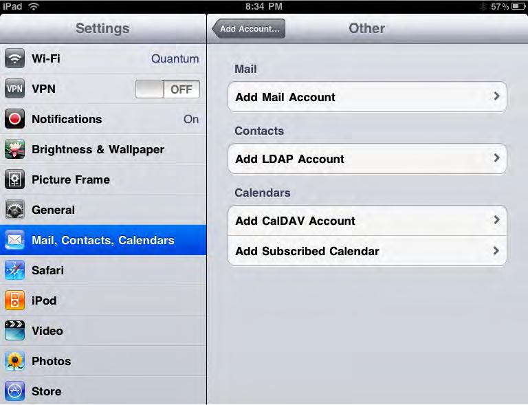 Add Mail Account Tap Add Mail Account on