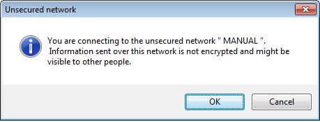Click OK to add this network into the profile list. Note: This example is an open wireless network.