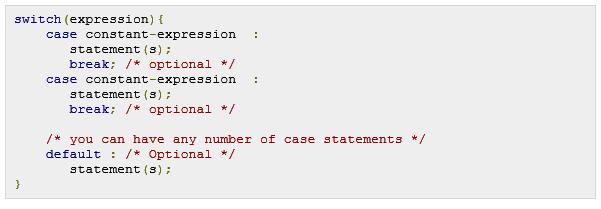 switch statement A switch statement allows a variable to be tested for equality against a list of values.