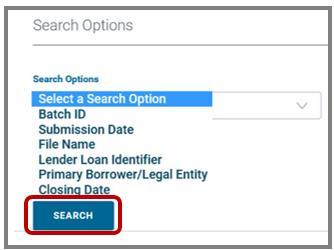 From the drop-down menu, select your Search Option and enter applicable Search Criteria.