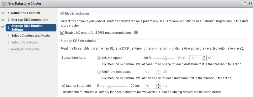 Right-click the data center object and select Storage > New Datastore Cluster. 3. Select the Turn ON Storage DRS option and click Next. 4.