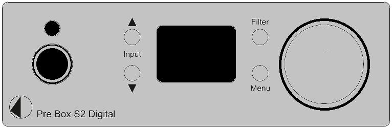 Front panel Volume Adjust the volume to the desired level from -80dB to 0dB, using the knob on theright side of the front panel.