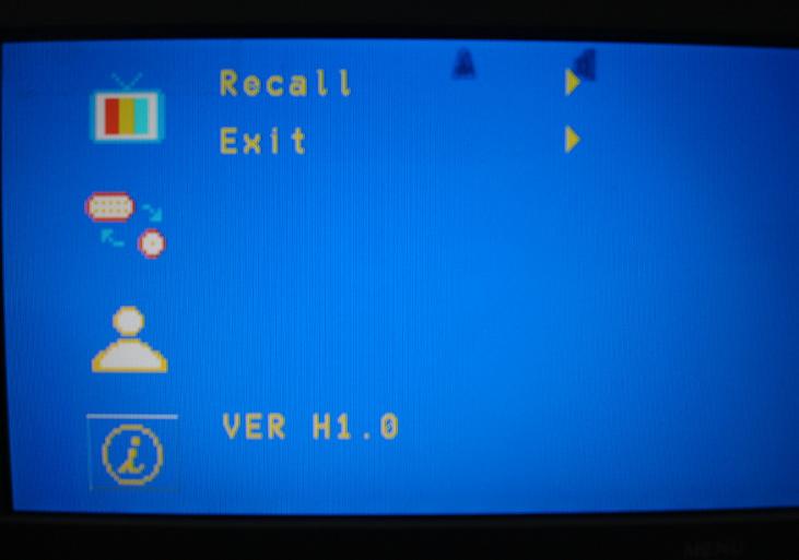 Information This menu set up contains Recall & Exit function.