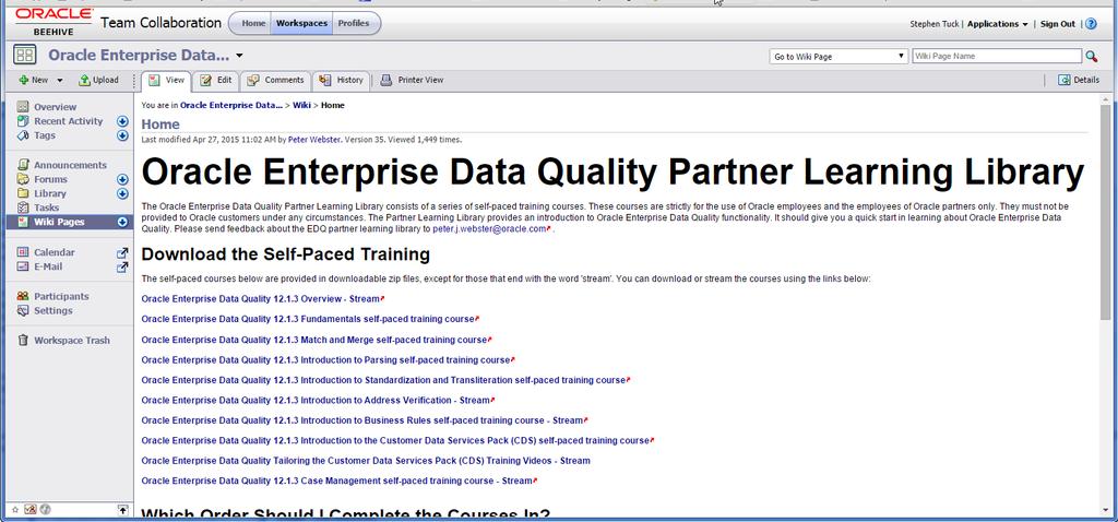 EDQ Partner Learning Library Copyright 2015 Oracle and/or its affiliates.