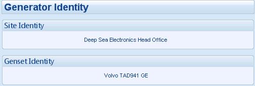 SCADA 7.1 GENERATOR IDENTITY Shows the module s current settings for Site ID and genset ID.