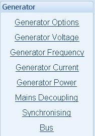 Edit Configuration - Generator 6.8 GENERATOR Applicable to DSE8610 only.