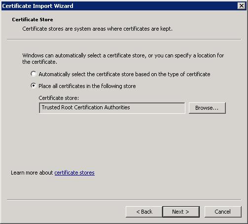 13 Enter the Password used to generate the certificate on the Business Connect Server,