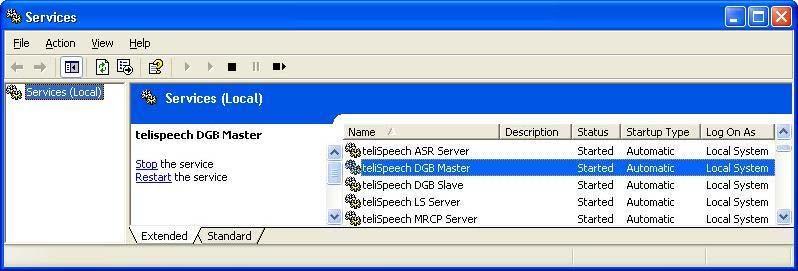 To initialize the changes made to the MRCP server configuration files mrcp_server.cfg and mrcp_server_stack.xml the Telisma telispeech services must be restarted.