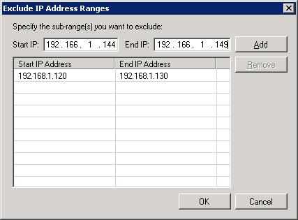 Figure 12: Exclude IP Address ranges Import computer names from a file allows specifying multiple computer names by importing a list from a.