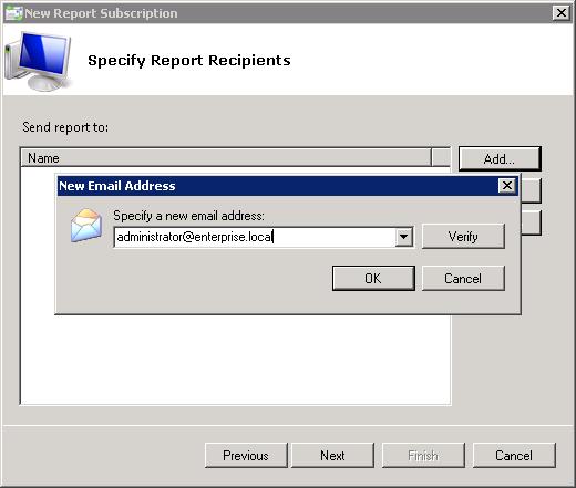 Report name Report description Select the report that you want to subscribe to from the drop-down list.