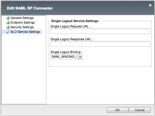 Figure 23: SLO service settings 16. Click OK. Bind the SP connector to the IdP service 1.
