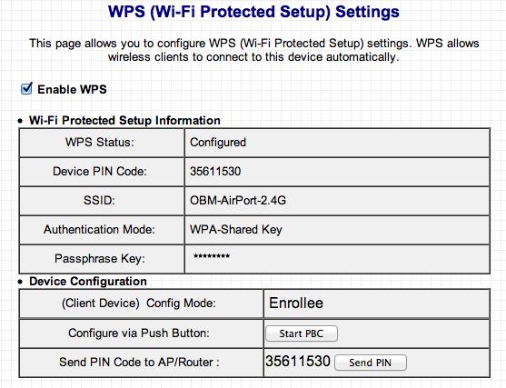Enable WPS Wi-Fi Protected Setup Information WPS Status Check this box to enable or disable WPS All information related to WPS will be displayed here. Displays WPS status.