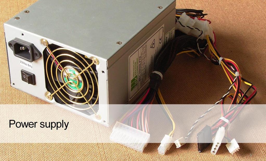A power supply unit (PSU) converts mains AC to lowvoltage regulated DC power for the internal components of a computer. Modern personal computers universally use a switched-mode power supply.