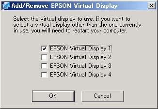 Using Multi-Screen Display 25 Procedure A Start Windows on the computer, then select "Start" - "Programs" (or "All Programs") - "EPSON Projector" - "Add-Remove EPSON Virtual Display".