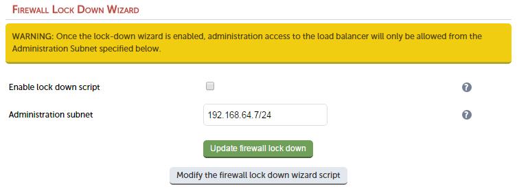 Chapter 5 Appliance Management rc.lockdownwizard.conf contains a set of variable definitions that is written automatically when Update firewall lock down is clicked. The file depends on the rc.
