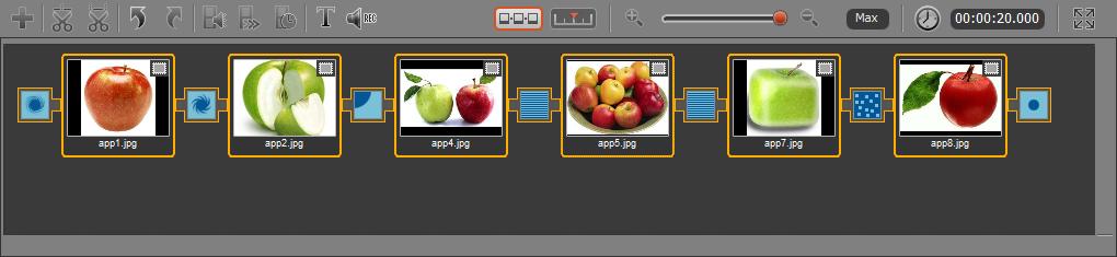 Movavi Video Editor allows you to create a beautiful slideshow from your pictures or append images with fades to the beginning and/or to the end of your movie to make it more dramatic.