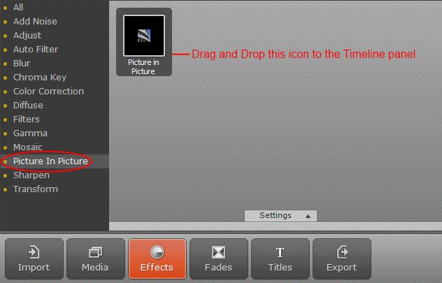 7. Drag and drop the effect icon to the upper video track. 8.