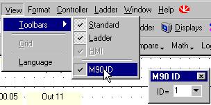 Ladder Displaying the Unit ID Tool Bar 1. Display the Unit ID by selecting ID from the Controller menu. 2. The Unit ID tool bar opens as shown below.