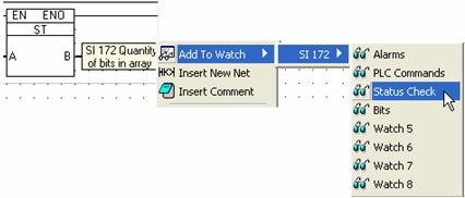 To add a single operand to a Watch folder, right-click it in the Ladder or in the Operand Output Window.