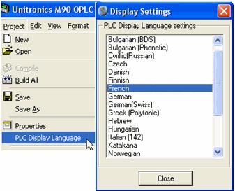 Getting Started U90 Ladder versions 4.00 and up contain the PLC Display Language option.
