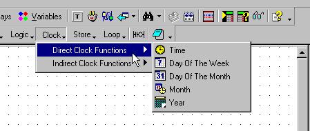 Direct Clock function example You want to create a project where a machine is working in January and March beginning on the 12th day of a month, until and