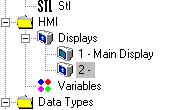 The PLC's Display screen can show operator messages, variable information from the program and system information. HMI messages are created in the Display Editor.