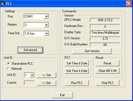 U90 Ladder Software Manual PLC Parameters Settings Port, Retries and Time-Out are the communication settings between U90 Ladder and the M90.