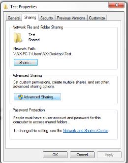 Figure 2-10 Sharing the test folder Click on the "Allow"