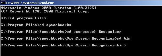 4.6. Starting Nuance OpenSpeech Recognizer (OSR) Engine Step 1. Open a DOS window prompt on the Nuance server.
