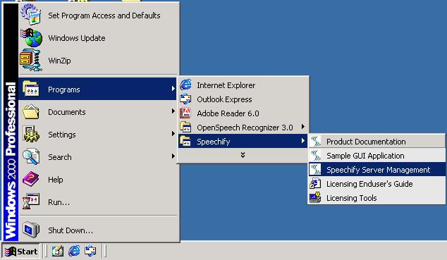 4.7. Starting Nuance Speechify Voice System Step 1. Click on the Start menu.