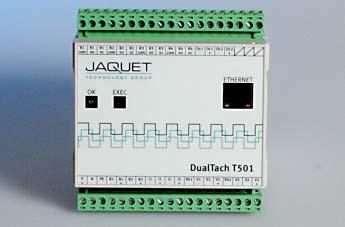 DualTach tachometer with frequency & binary inputs; analogue, relay and open collector outputs; for complex measurement, control and protection. Engine start control and over-speed protection.