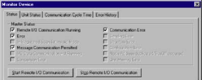 6-14 Monitoring Devices 6-14-2 Monitoring Devices Status Tab Page The Status Tab Page displays the status of the master and slaves in remote I/O communications.