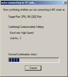 Verify that the CPU Unit s RS-232C port is not communicating and then click the OK Button. 7.