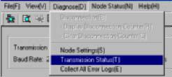 9-1 Controller Link Network Diagnostic Tool 9-1-5 Diagnosing Transmission Status spreadsheet software. To clear the counters, select Diagnose Clear Disconnection Counter from the Main Menu.