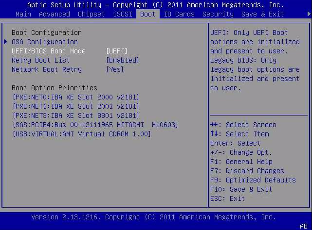 4. Select the UEFI/BIOS Boot Mode field and use the +/- keys to switch the setting to the desired mode, Legacy BIOS or UEFI. 5. To save changes and exit BIOS, press the F10 key.