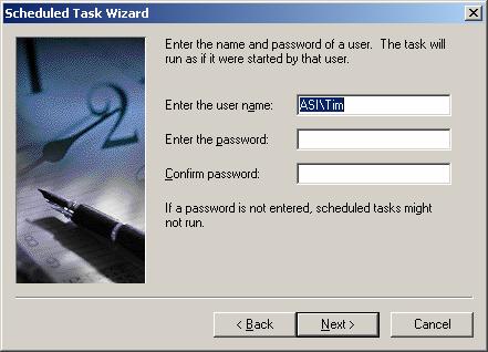 21) Supply a user and password that has sufficient rights