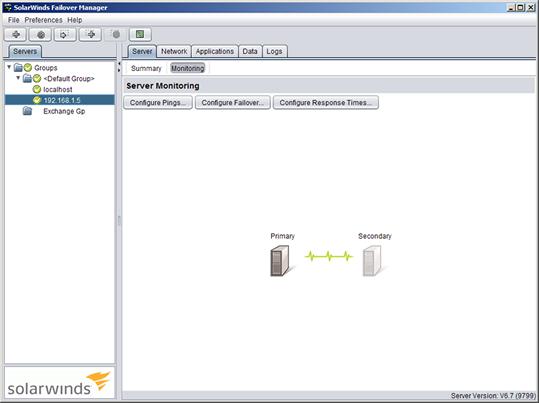 Administrator's Guide - SolarWinds Failover Engine Figure 34: Server Monitoring page Configure SolarWinds Failover Engine Settings The Server Monitoring page provides three configuration features: