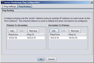 the Ping Routing tab and enter the auxiliary IP addresses of the