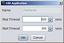 Administrator's Guide - SolarWinds Failover Engine Figure 52: Edit Application Note: Default application timeout settings for plug-ins is 300 sec and for user-defined applications is 180 sec. 2.