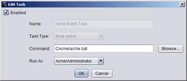In the Command text box, type in the path or browse to the script,.bat file, or command for the task to perform.