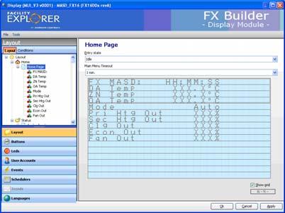 Event Notification and Management When the FX controller detects an event or alarm condition, the LCD screen of the MUI displays the name of the event and the status (the buzzer may be activated for