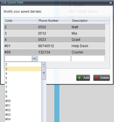 To update speed dial entries using the client, you can perform the following operations: Add Speed Dial Entry Modify Speed Dial Entry Delete Speed Dial Entry To add a speed dial entry: 1.
