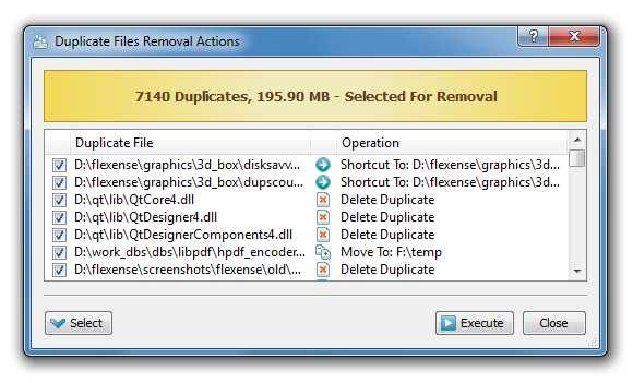 3.4 Executing Duplicate Files Removal Actions In order to minimize accidental removals of important files, DupScout implements a threestage cleanup process with an actions preview dialog allowing one