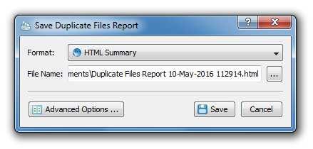 3.7 Saving Duplicate Files Search Reports DupScout allows one to save duplicate files search reports into a number of standard report formats including HTML, PDF, Excel, XML, text and CSV.